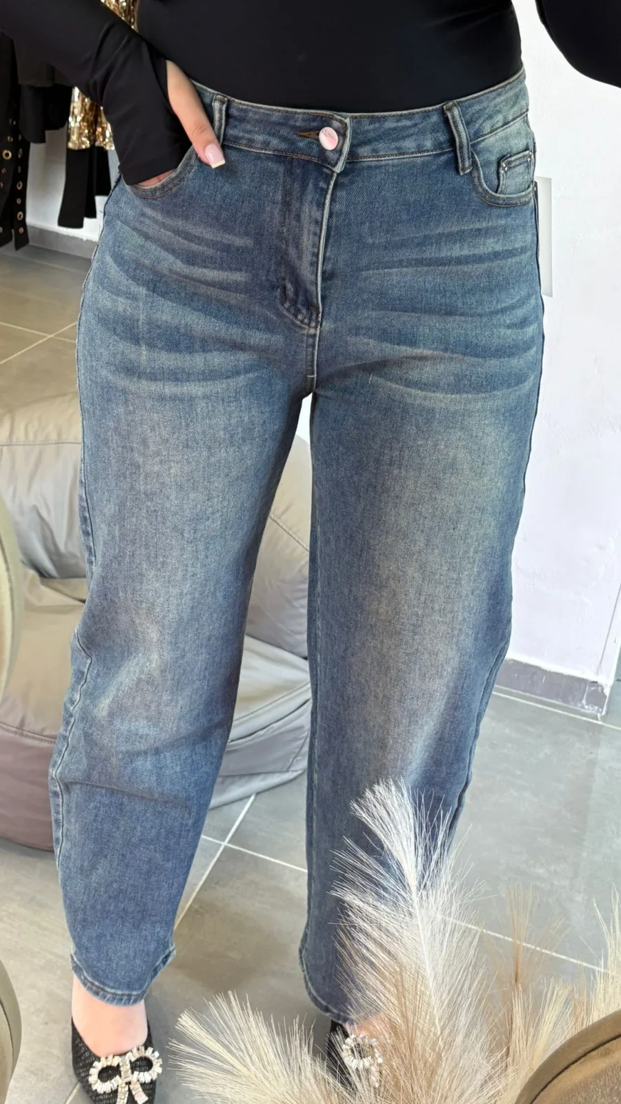 Jeans ballon lavaggio chiaro