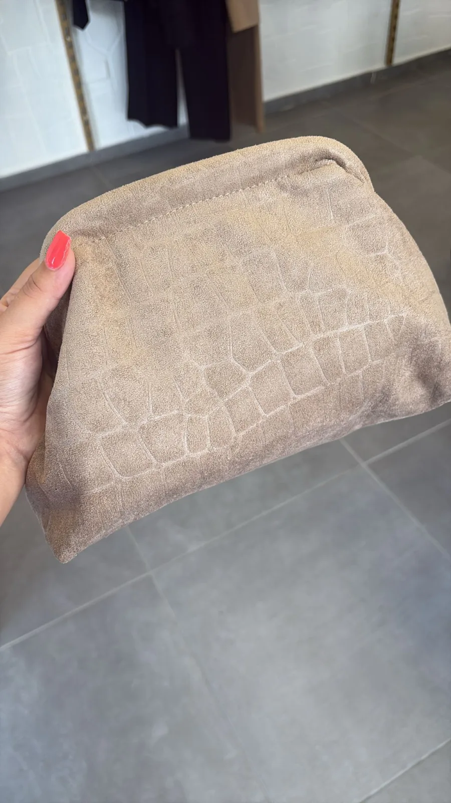 Borsellino quadri beige