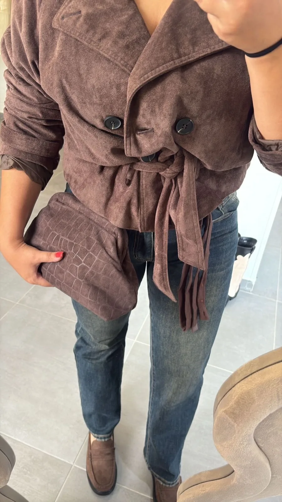 Trench in camoscio